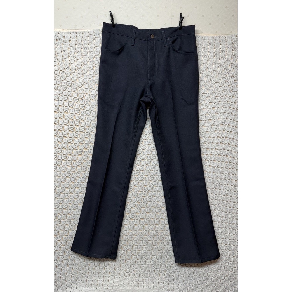 Wrangler Wrancher Pants Men 33x31 Navy Blue Boot Western Slack Wrinkle Resist
